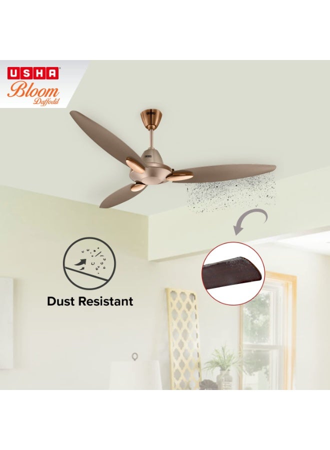 Usha Bloom Daffodil Goodbye Dust Ceiling Fan 1250mm, Sparkle Golden and Brown - Image 4